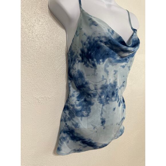 JOA Y2K Cowl Neck Satin Tank Tunic S Powder Blue Girly Casual City Street Style - Picture 2 of 9